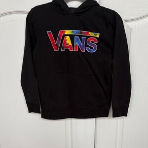 Vans Black Hoodie with Tie-Dye Rainbow Logo
